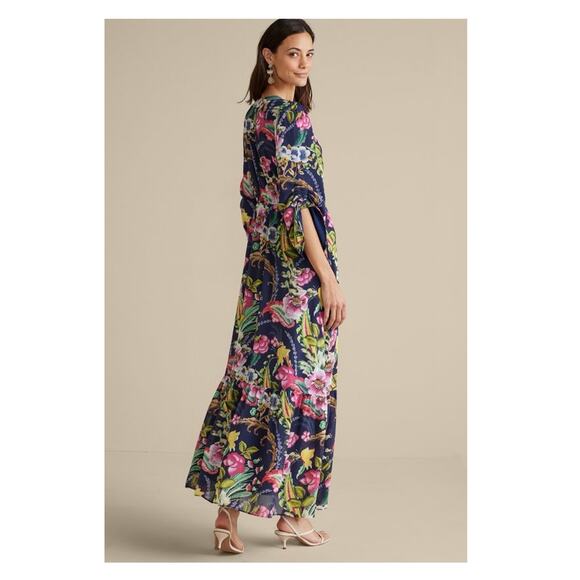 Soft Surroundings Navy Blue Paisley Samantha Maxi Dress Sz.L NWT - Picture 4 of 16